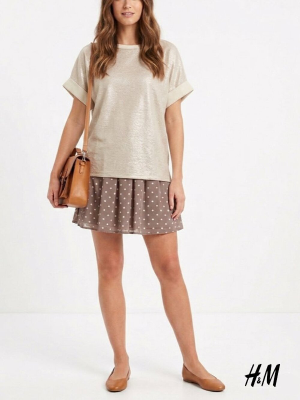 2/$29 H&M mini skirt size 10 polka dots a line pleated